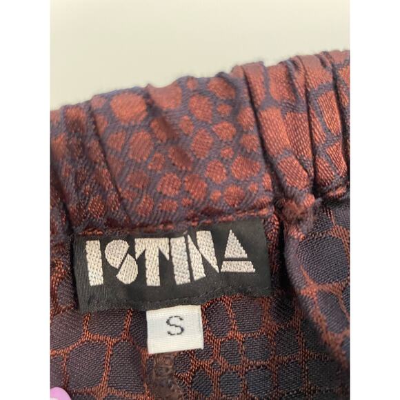 Istina Women’s Brown Snake Print Flare Leg Pants Size S Acetate/Rayon Blend - Picture 2 of 4